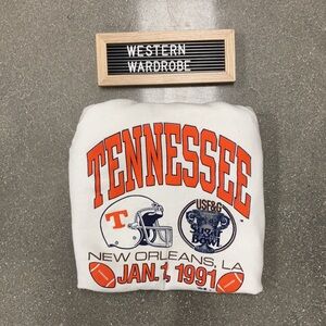 🍺🏈🏟Tennessee Vols Sweatshirt Mens Large Champs 1991 Sugar Bowl White 🍻🏈🍂